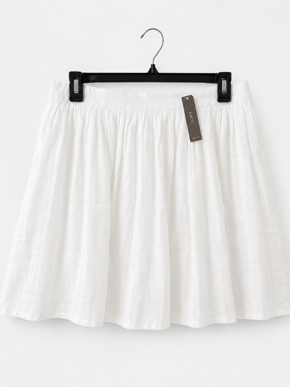J.Crew Linen Mini Skirt White Size (6) Pleated A-Line - Fully Lined - NWT
